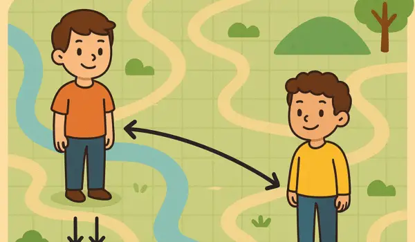 A clear, visually appealing illustration for a Swedish language article showing directional and static location words