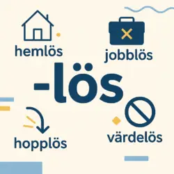 A creative, visually engaging image representing the Swedish suffix '-lös' for language learners